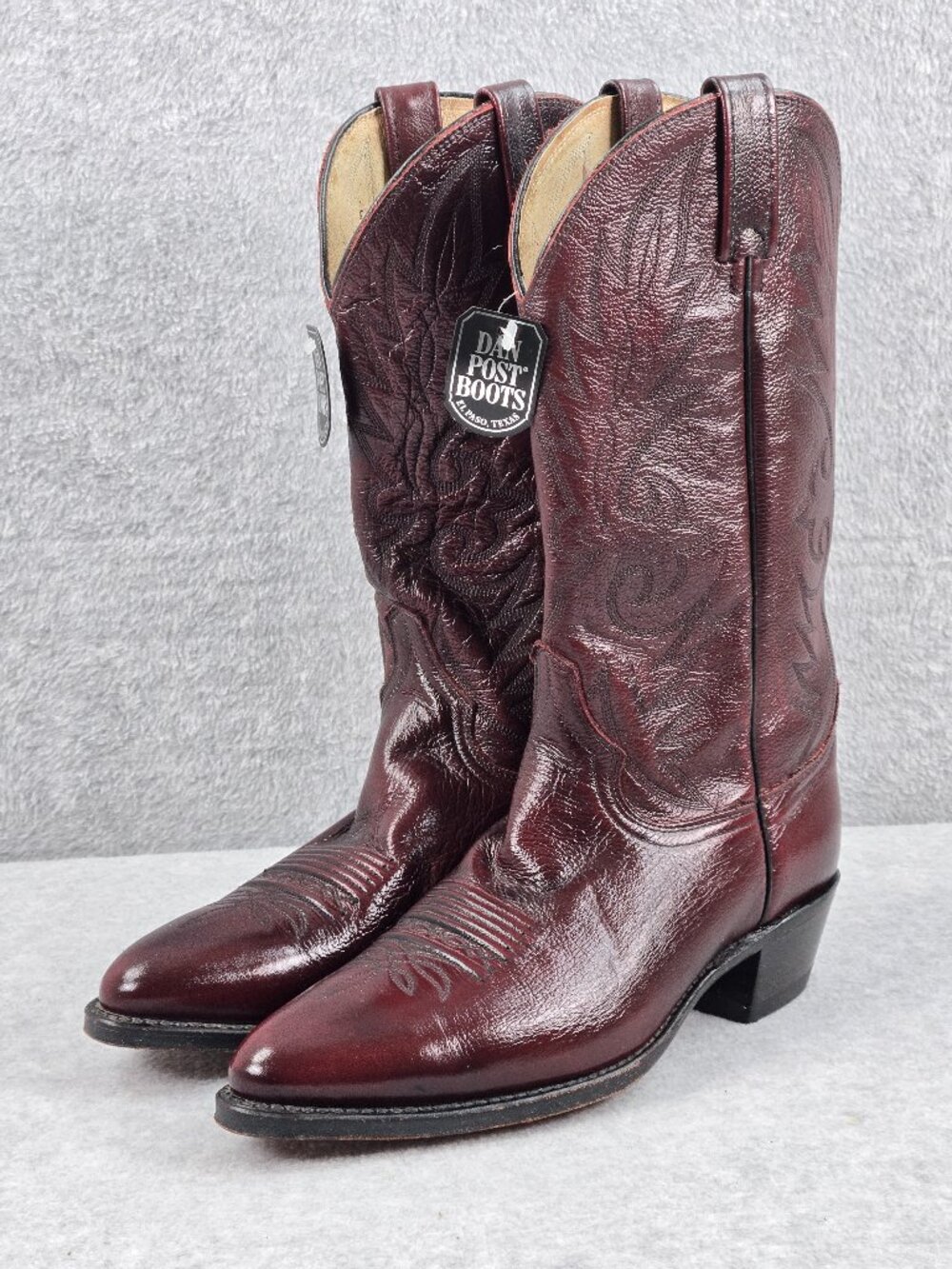 Vintage Dan Post Boots Mens 10 D Burgundy Cherry Western Cowboy Leather